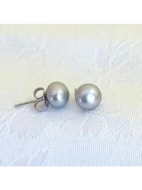 HONORA Pearl Earrings Sterling Silver Gray Stud Classic Freshwater Cultured
